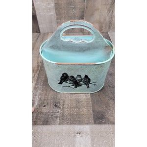 NEW Songbird Divided Caddy Blue French Country Cottage Chic Farmhouse Metal 8" H